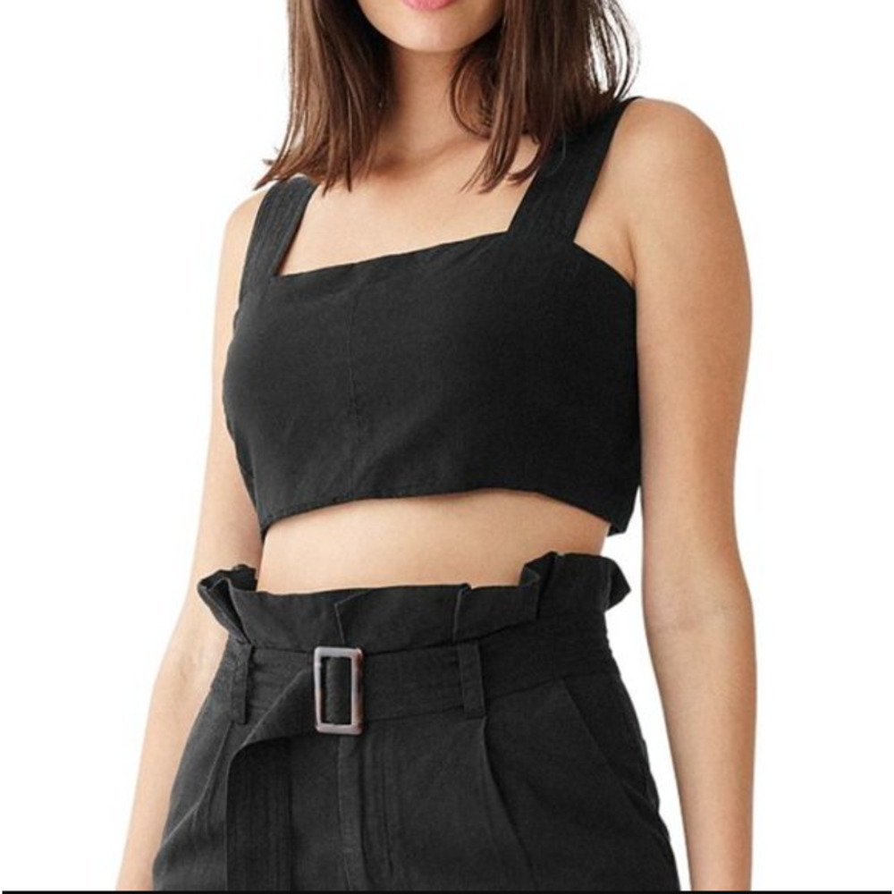 DL1961 'Zarda' Black Crop Buckle Top - M